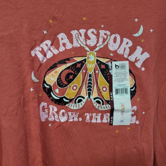 Joyspun Moth Grow Tee Shirt Cropped Soft Womens Small Short Sleeve Transform - Picture 3 of 6